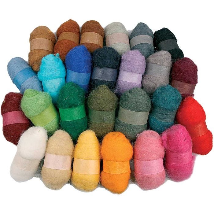 Carded Wool, assorted colours, 26x25 g/ 1 pack