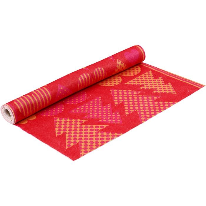 Motif Felt, W: 45 cm, thickness 1,5 mm, 180-200 g, orange, red, 1m/ 1 roll
