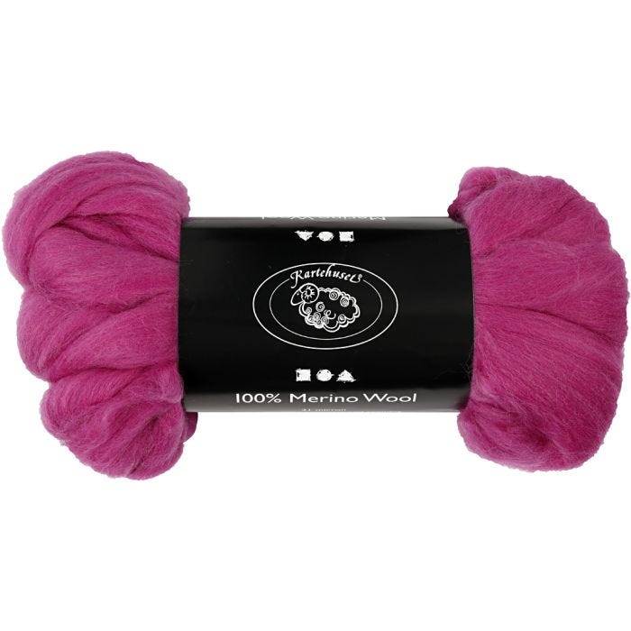 Merino Wool, thickness 21 my, red violet, 100 g/ 1 pack