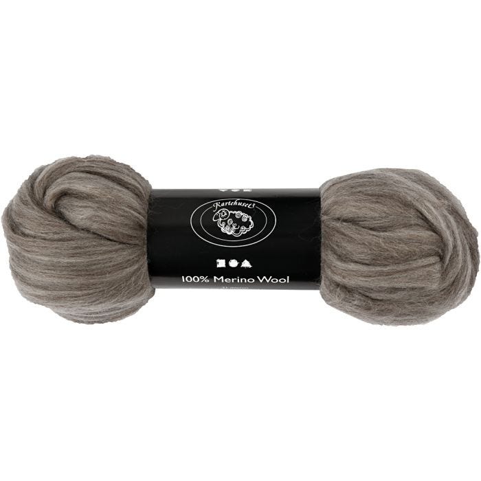 Merino Wool, thickness 21 my, natural grey, 100g/ 1 pack