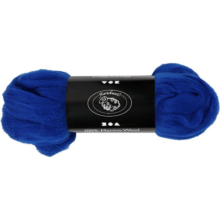 Merino Wool, 21 my, royal blue, 100g/ 1 pack