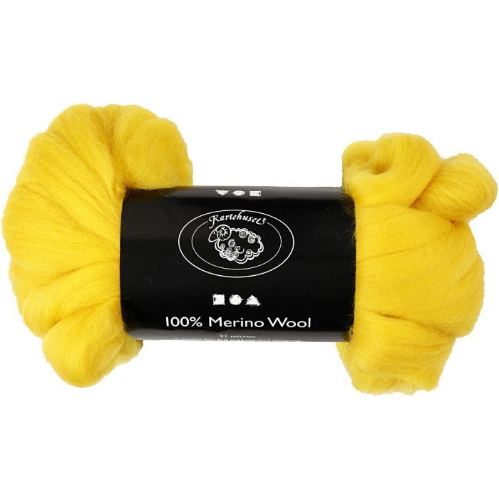 Merino Wool, 21 my, sun yellow, 100g/ 1 pack