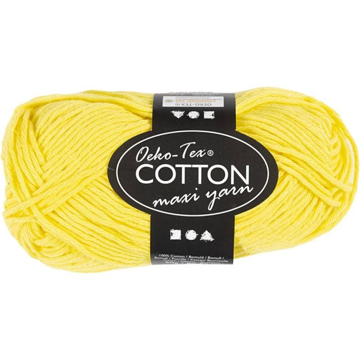 Cotton Yarn, no. 8/8, L: 80-85 M, yellow, 50 g/ 1 ball
