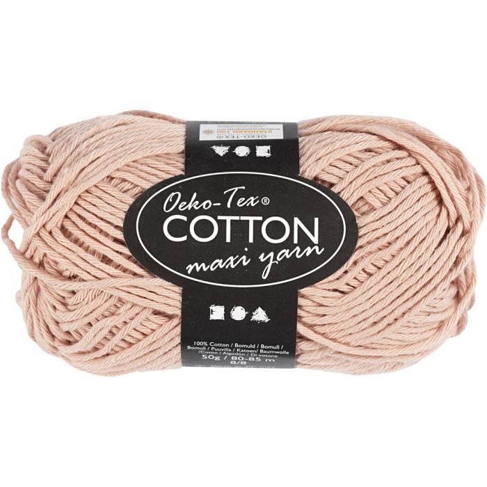 Cotton Yarn, no. 8/8, L: 80-85 M, beige, 50 g/ 1 ball