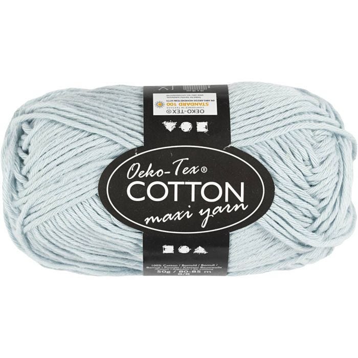 Cotton Yarn, no. 8/8, L: 80-85 M, dusty blue, 50 g/ 1 ball
