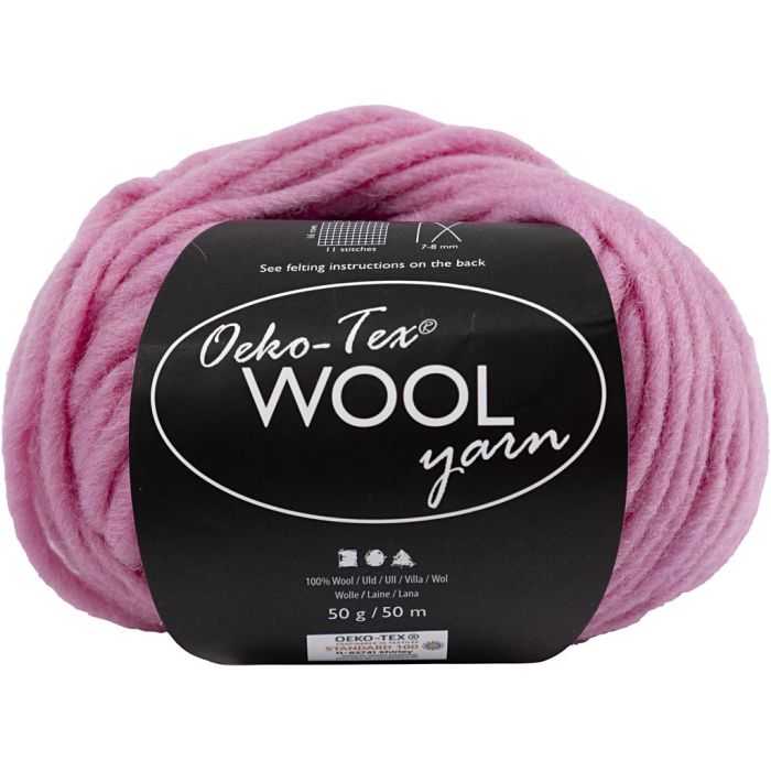 Wool yarn, L: 50 M, light pink, 50 g/ 1 ball