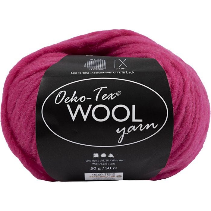 Wool yarn, L: 50 M, pink, 50 g/ 1 ball
