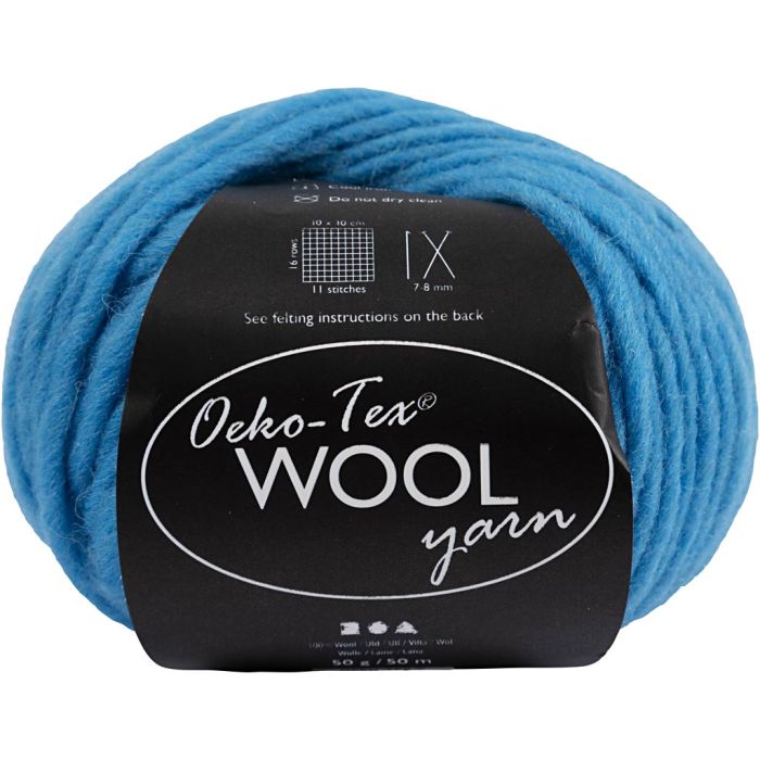 Wool yarn, L: 50 M, turquoise, 50 g/ 1 ball
