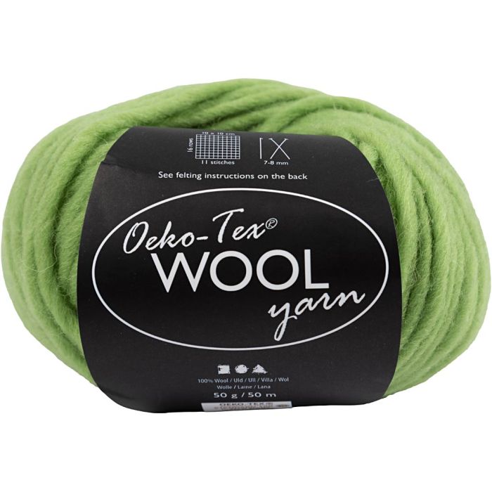 Wool yarn, L: 50 M, lime green, 50 g/ 1 ball