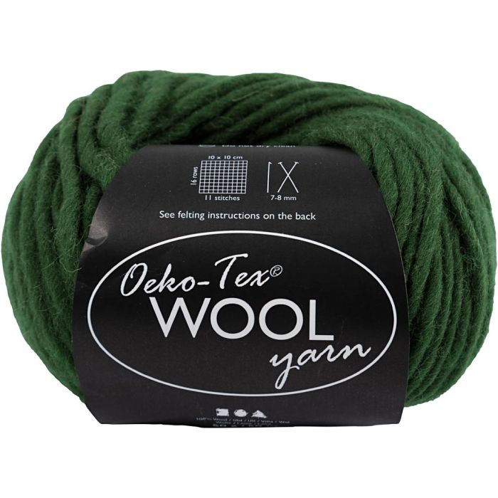 Wool yarn, L: 50 M, green, 50 g/ 1 ball
