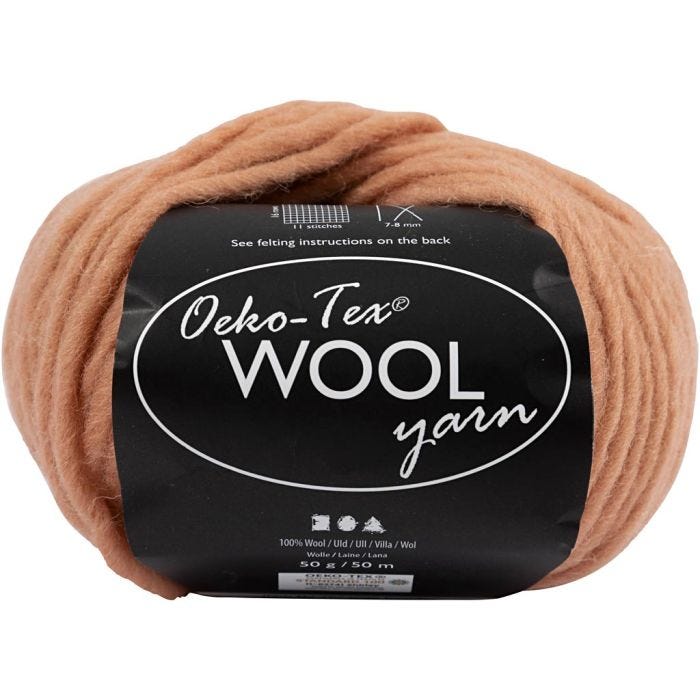 Wool yarn, L: 50 M, beige, 50 g/ 1 ball