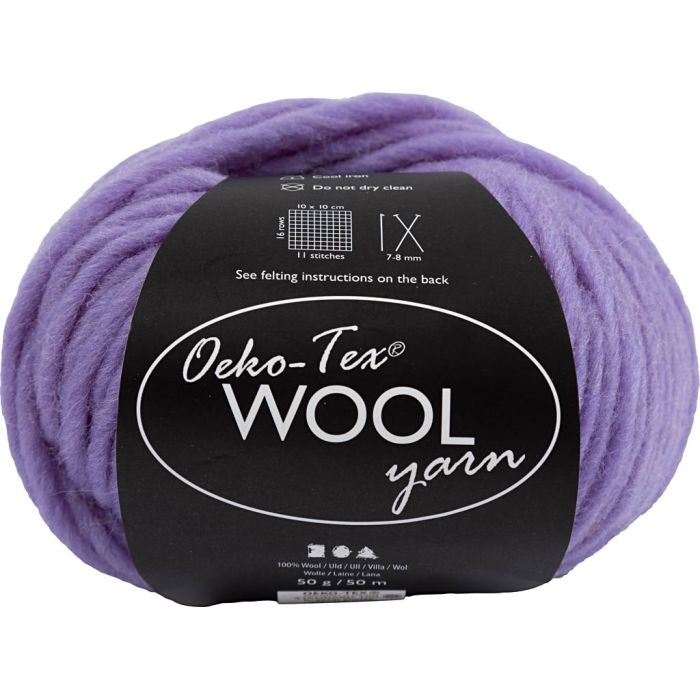 Wool yarn, L: 50 M, needle 8-9, purple, 50 g/ 1 ball