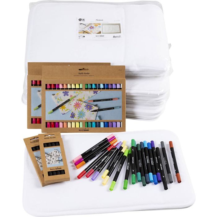 Group Craft Kit Paint Your Own Placemats, size 30x45 cm, line 2,3+3,6 mm, assorted colours, 30 pc/ 1 pack