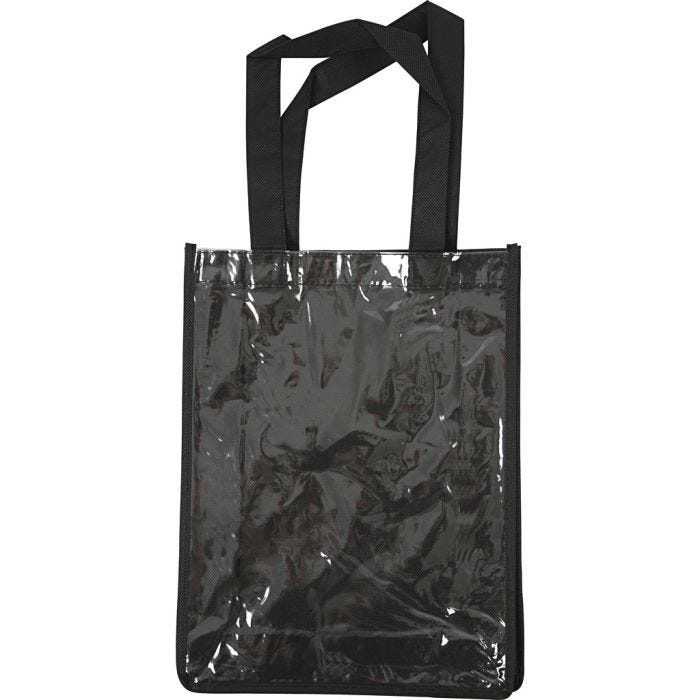 Bag with Plastic Front, 30x23x7 cm, black, 1 pc