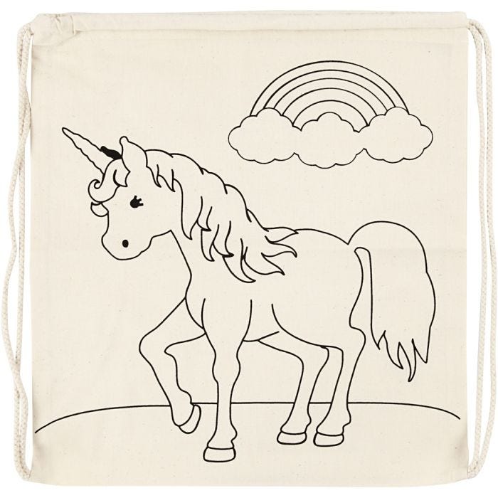 Gym Bag, unicorns, size 37x41 cm, 110 g, light natural, 1 pc