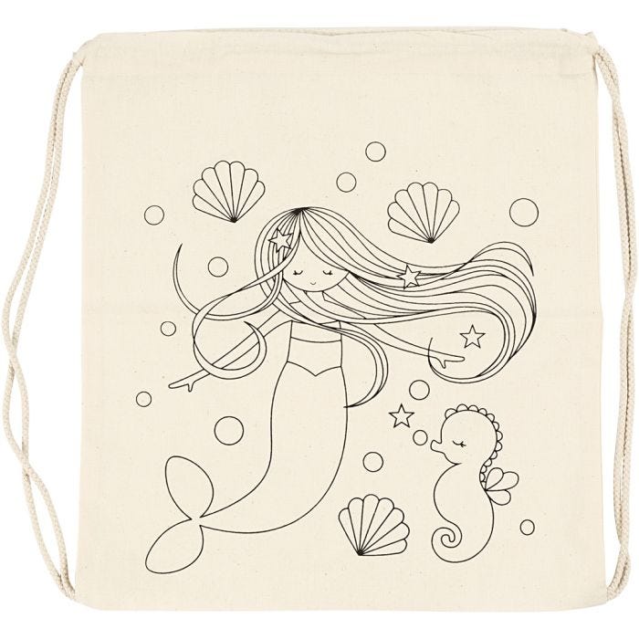 Gym Bag, mermaid, size 37x41 cm, 110 g, light natural, 1 pc