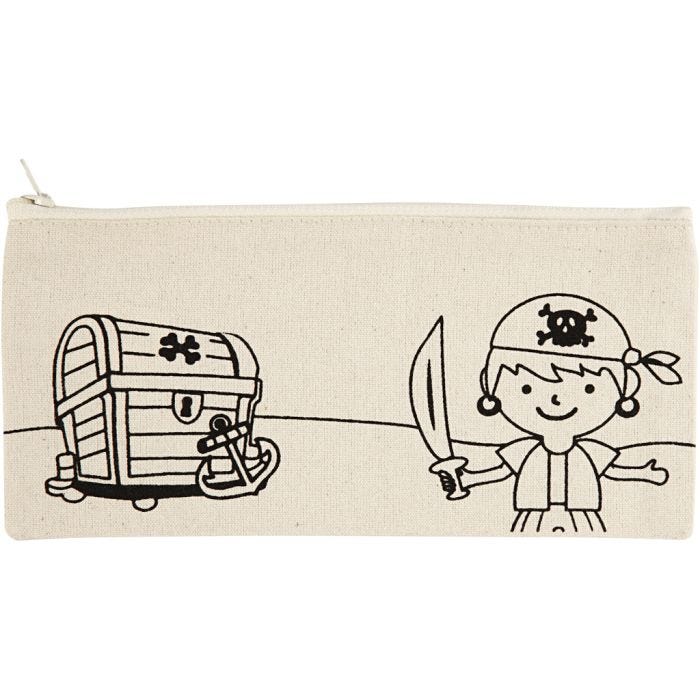 Pencil case, pirate, size 21x9 cm, 245 g, light natural, 1 pc