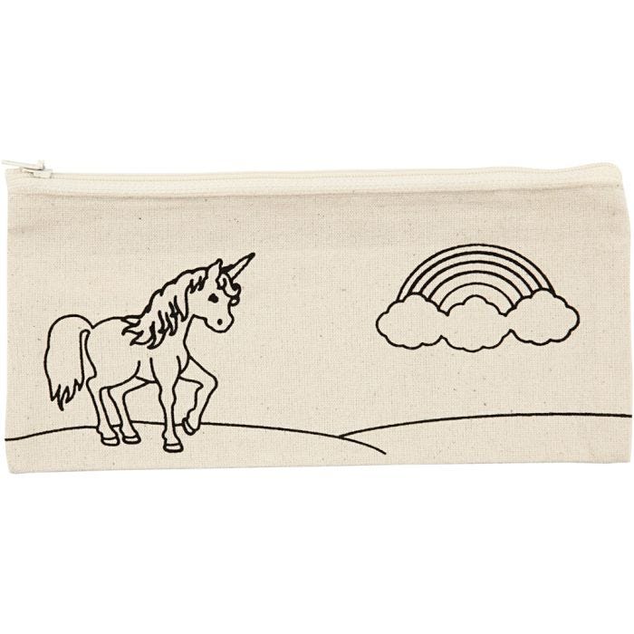 Pencil case, unicorn, size 21x9 cm, 245 g, light natural, 1 pc