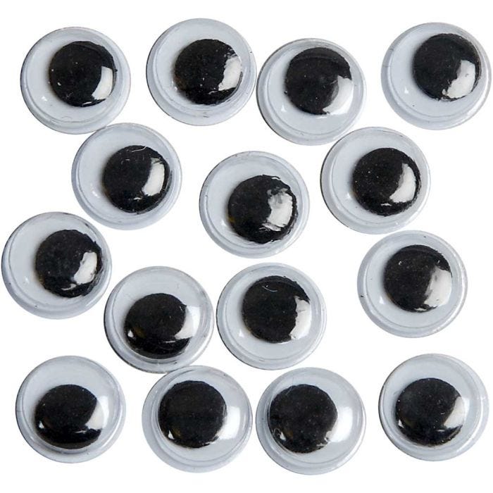 Wiggly Eyes, not sticky, dia. 8 mm, 40 pc/ 1 pack
