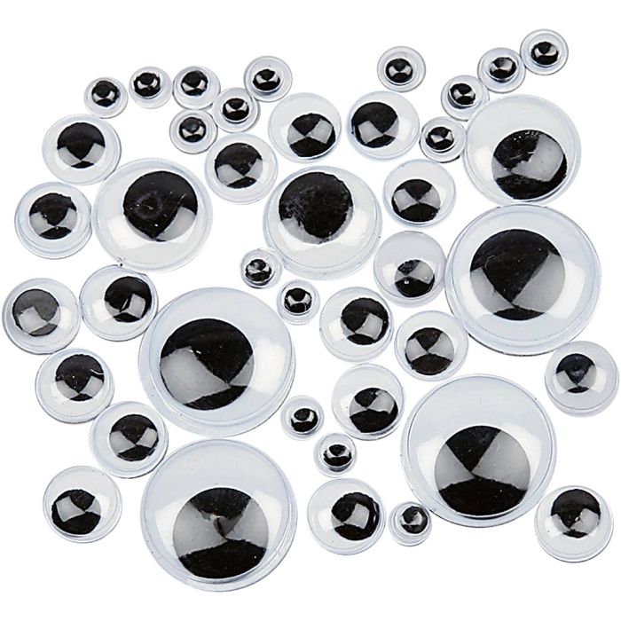 Wiggly Eyes, self-adhesive, dia. 6-20 mm, 1100 asstd./ 1 pack