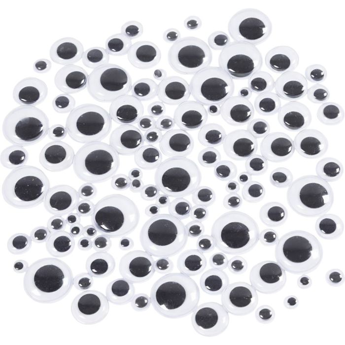 Wiggly Eyes, self-adhesive, dia. 6-20 mm, 1000 pc/ 1 pack