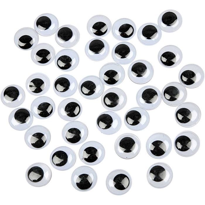 Wiggly Eyes, not sticky, 20 mm, 500pc/ 1 pack