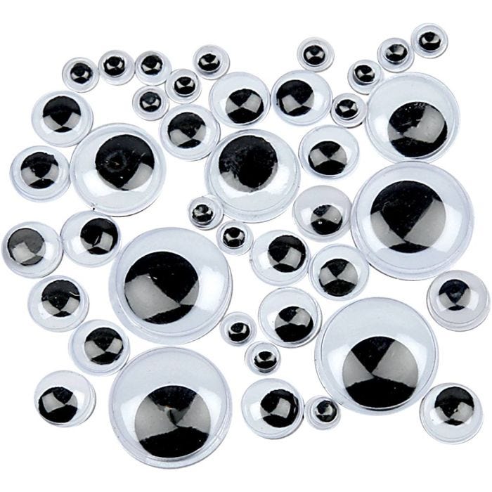 Wiggly Eyes, not sticky, 4-20 mm, 1100asstd./ 1 pack
