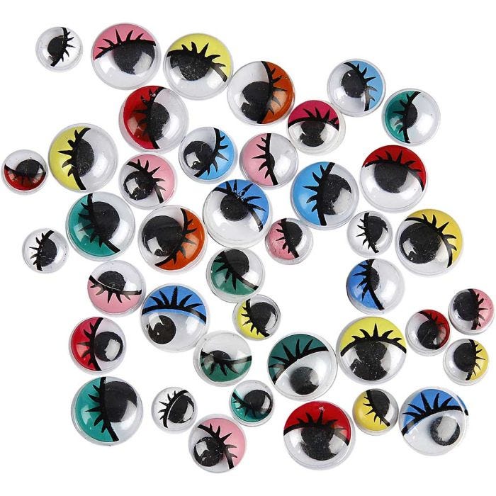 Googly Eyes, not sticky, 8-12 mm, 300asstd./ 1 pack