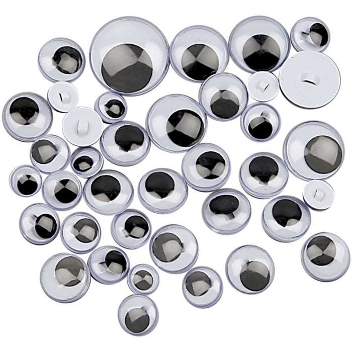 Googly Eyes, sew-on, sewing, 8-20 mm, 250asstd./ 1 pack