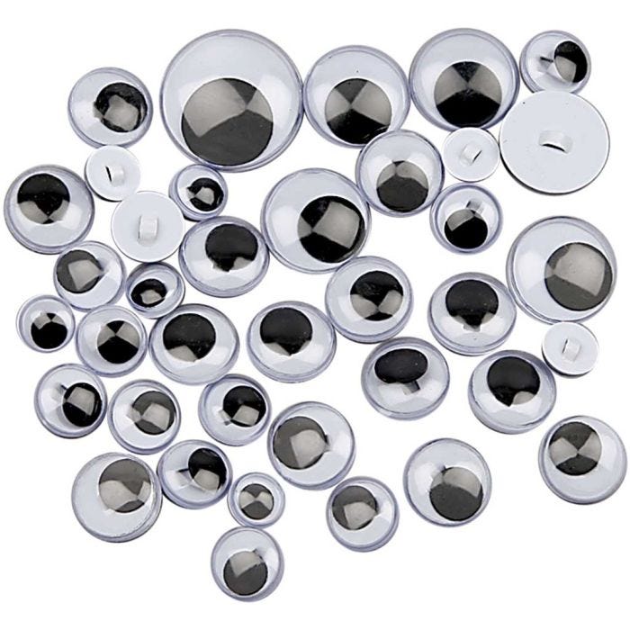 Googly Eyes, sewing, dia. 8-20 mm, 250 asstd./ 1 pack