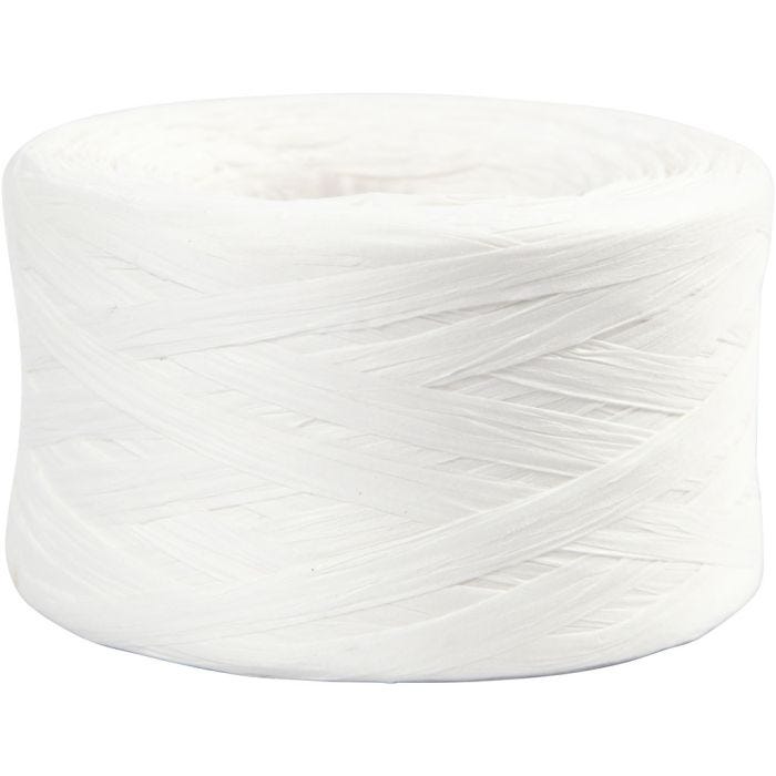 Paper Raffia Yarn, 7-8 mm, white, 100m/ 1 roll