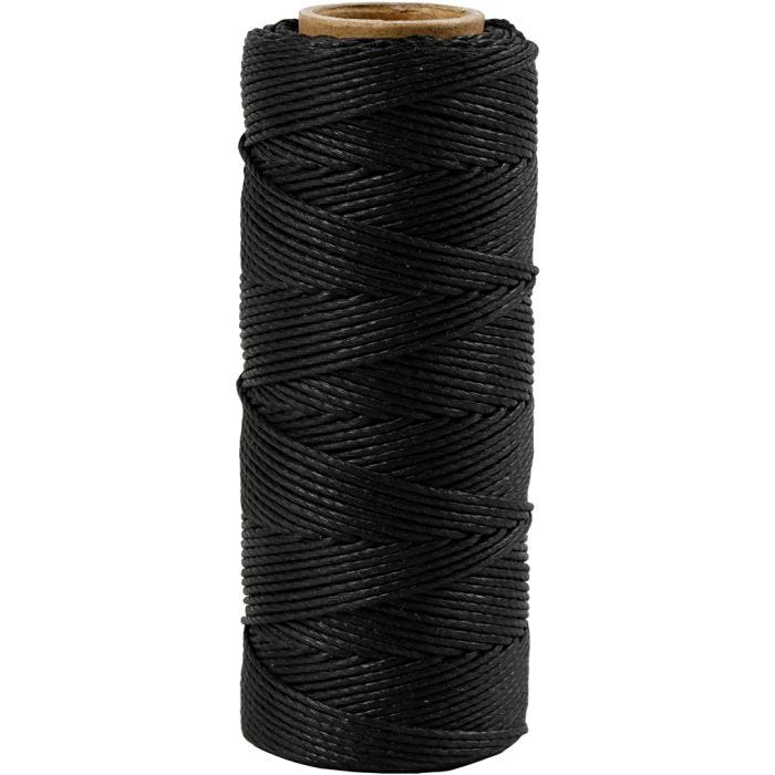Bamboo Cord, 1 mm, black, 65m/ 1 roll