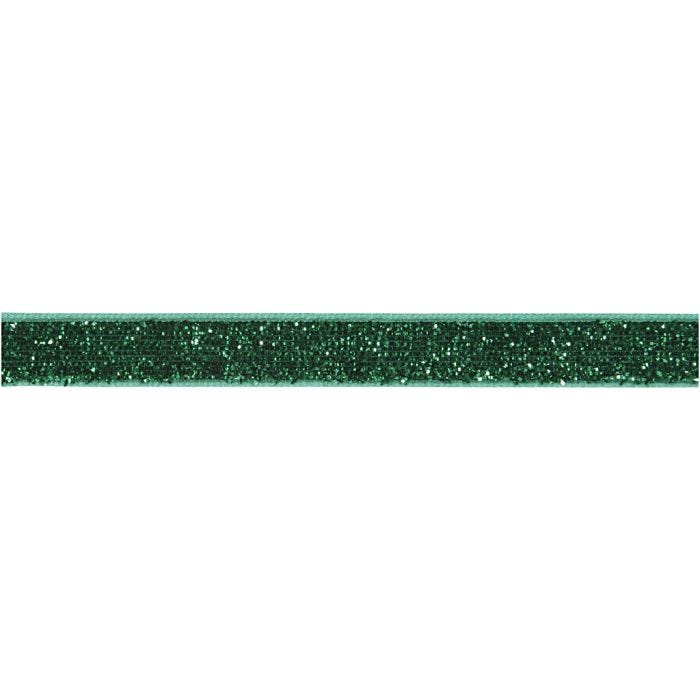 Decorative Ribbon, W: 10 mm, green, 5 m/ 1 roll