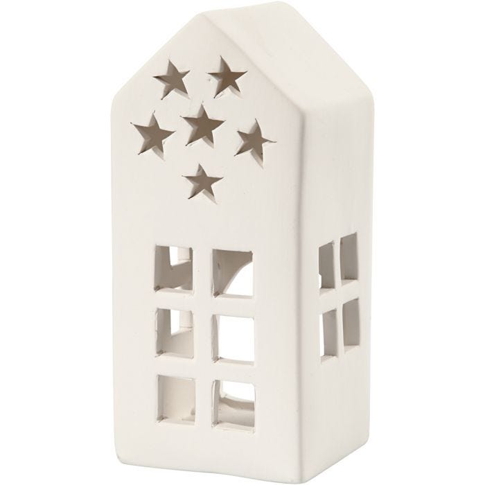 Tea Light Candle Holder, H: 16 cm, size 7x7 cm, white, 8 pc/ 1 pack