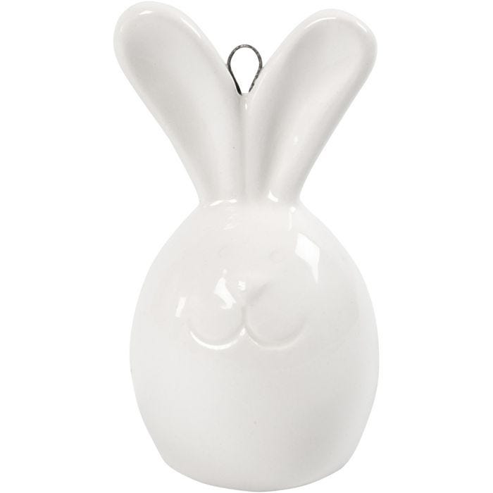Rabbit, H: 6,7 cm, dia. 3,6 cm, white, 3 pc/ 1 pack