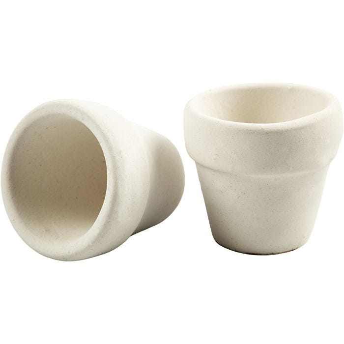 Flower Pots, H: 4,6 cm, dia. 5,2 cm, white, 6 pc/ 1 box