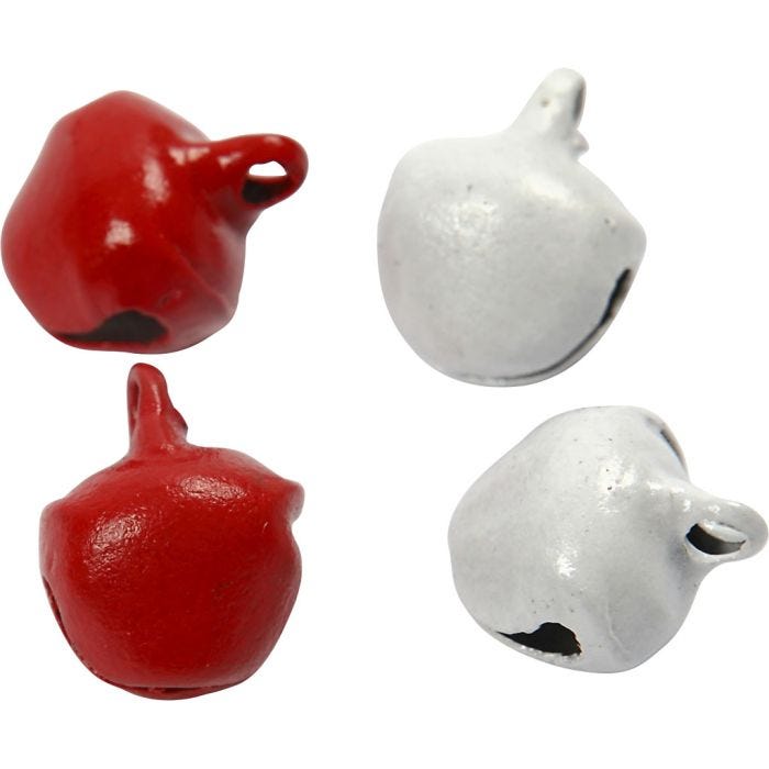 Bells, dia. 8 mm, red/white, 50 pc/ 1 pack