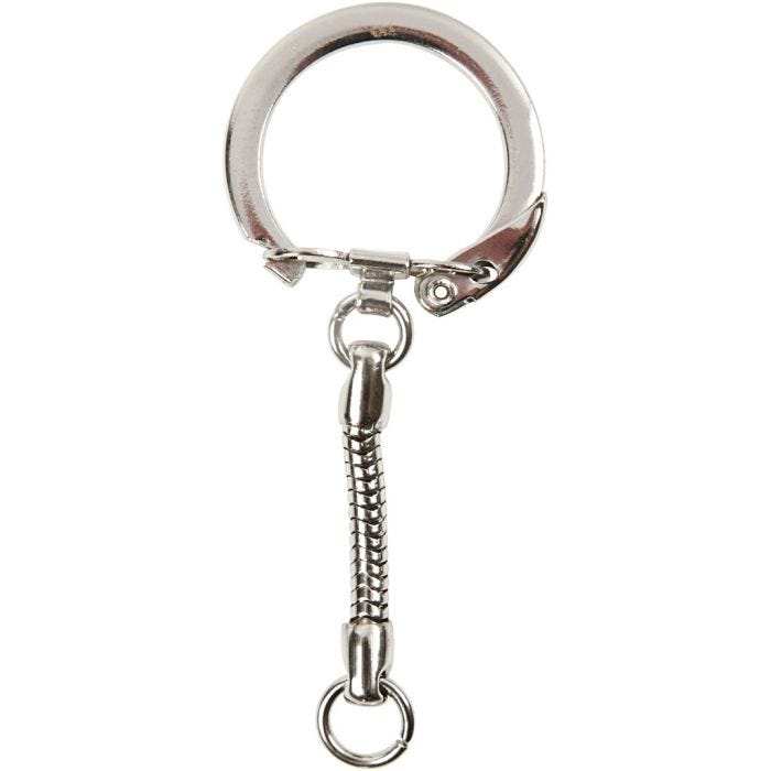 Keyring with chain, L: 6 cm, dia. 2,3 cm, 5 pc/ 1 pack