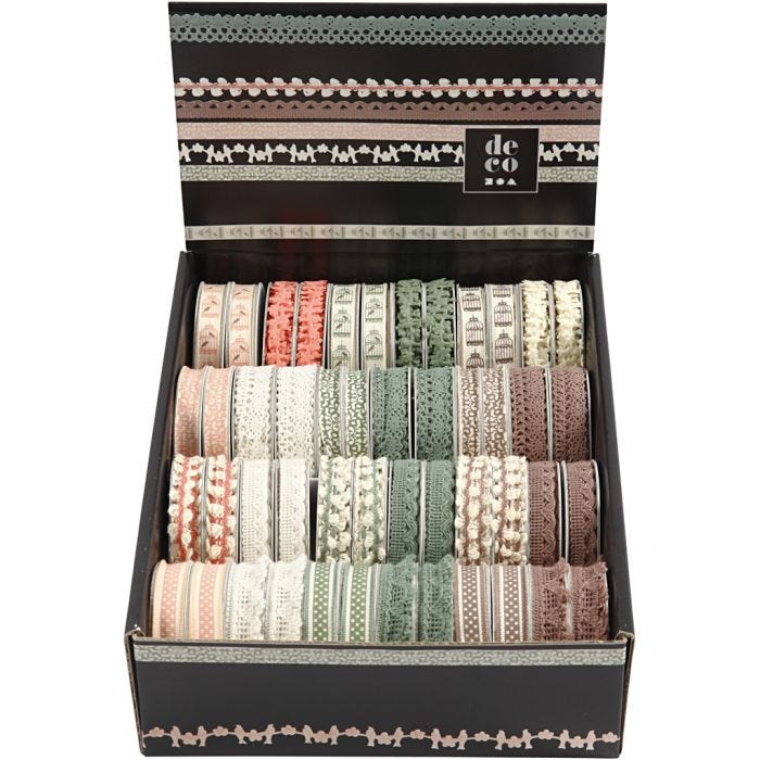 Decorative Ribbon, W: 10-15 mm, 48x2 m/ 1 pack