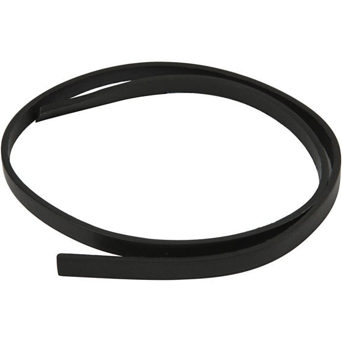 Faux Leather Belt, W: 10 mm, thickness 3 mm, black, 1m/ 1 pack