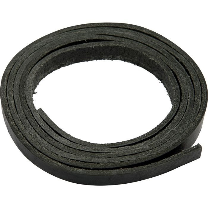 Leather band, 10 mm, 3 mm, black, 2m/ 1 pack