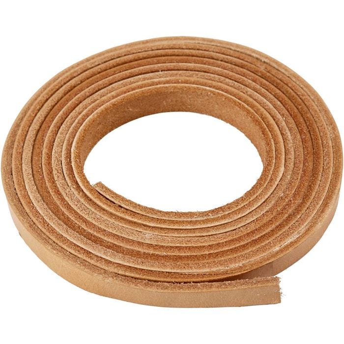 Leather band, W: 10 mm, thickness 3 mm, natural, 2m/ 1 pack