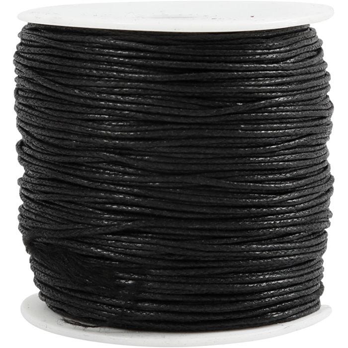 Cotton Cord, thickness 1 mm, black, 100 m/ 1 pack