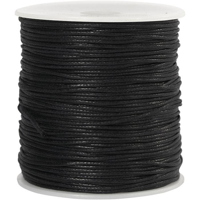 Cotton Cord, thickness 1 mm, black, 100 m/ 1 pack