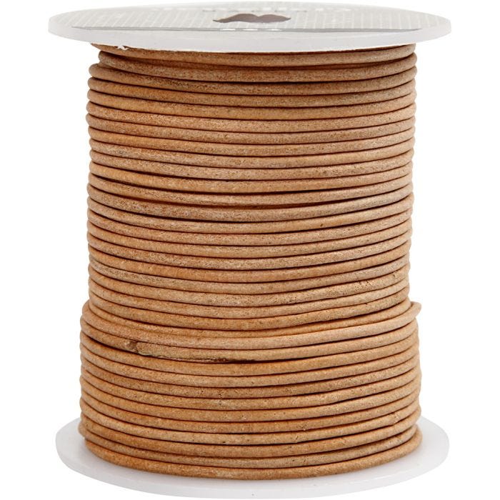 Leather Cord, thickness 2 mm, beige, 50 m/ 1 roll