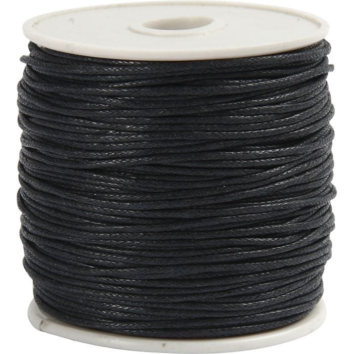 Cotton cord, thickness 1 mm, black, 40 m/ 1 roll