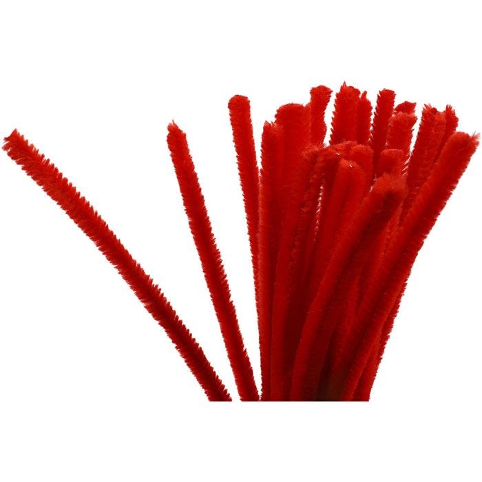 Chenille, 30 cm, 9 mm, red, 25pc/ 1 pack