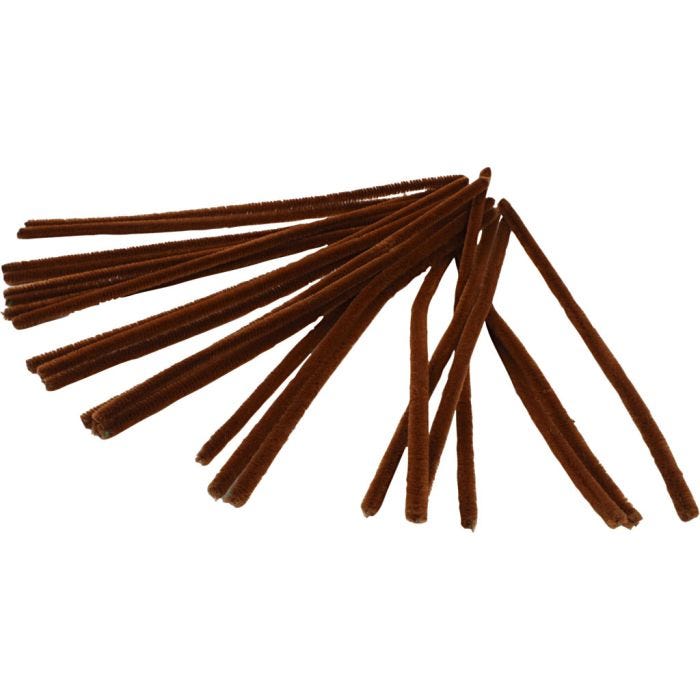 Chenille, L: 30 cm, thickness 9 mm, brown, 25pc/ 1 pack