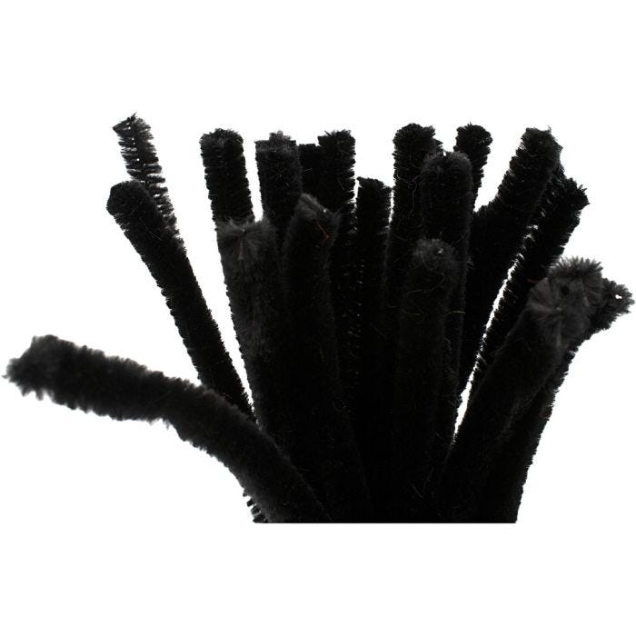 Chenille, 30 cm, 9 mm, black, 25pc/ 1 pack