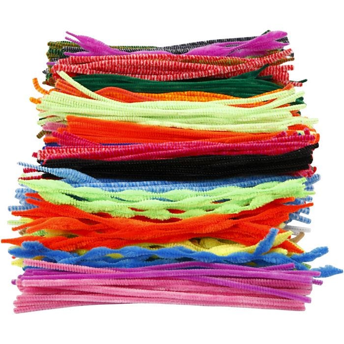 Chenille, 30 cm, 6-15 mm, assorted colours, 500asstd./ 1 pack